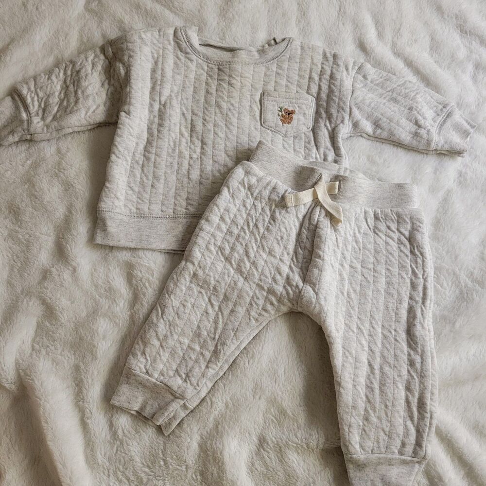 Carter’s White Long Sleeve Top And Pant Set Size 6 Month Koala Bear Embroidery